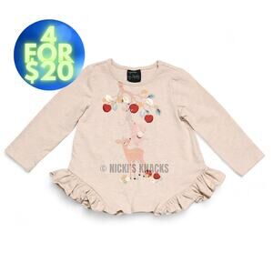 4/$20 - Cynthia Rowley Baby Girls Printed Ruffled Long Sleeve T-Shirt Size 12M